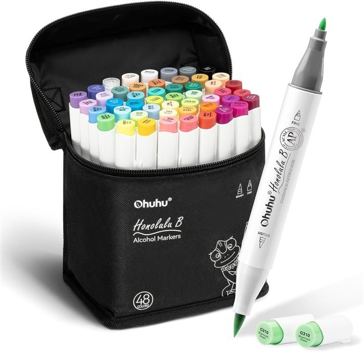 Ohuhu 48 alcohol markers set for cozy coloring