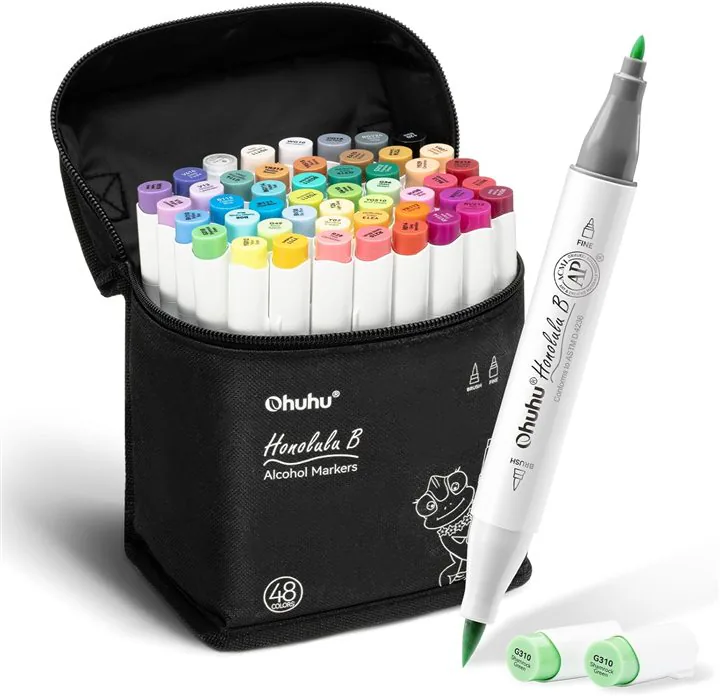Set Ohuhu de 48 marqueurs à alcool pour coloriage cosy