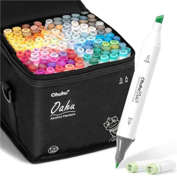 Ohuhu 120-color dual-tip alcohol marker set