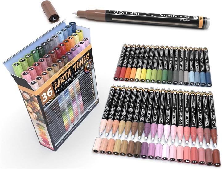 Set Tooli-Art de 36 marqueurs de peinture acrylique extra fins 0,7 mm